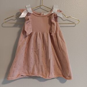 Clasix Beginnings Baby Girl light Pink Knit Dress 12 Months White Bows